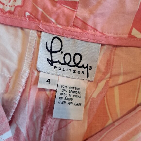 Lilly Pulitzer women's size 4 white label pink & white capri - Picture 4 of 6